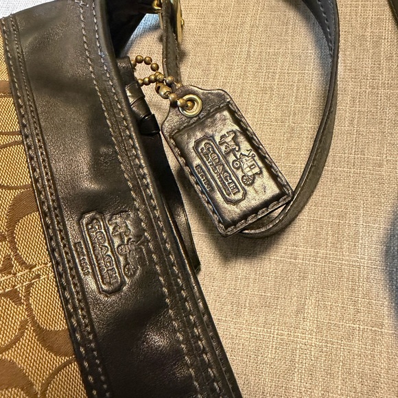 Coach Signature Canvas Crossbody Bag Brown/Tan w/ Leather Trim + Dust Bag - Picture 3 of 13